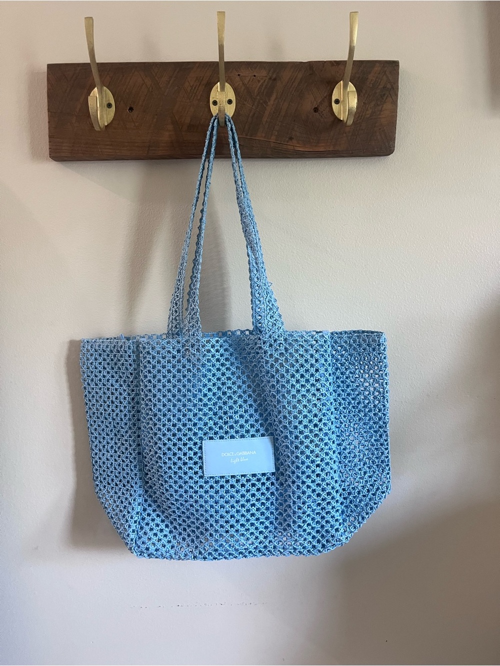 Dolce & Gabbana Light Blue Crochet Tote
